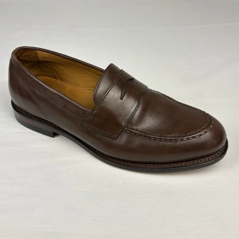 J. Crew Ludlow Penny Loafers 9.5M Brown Italian Leather Vegetable Tanned EUC